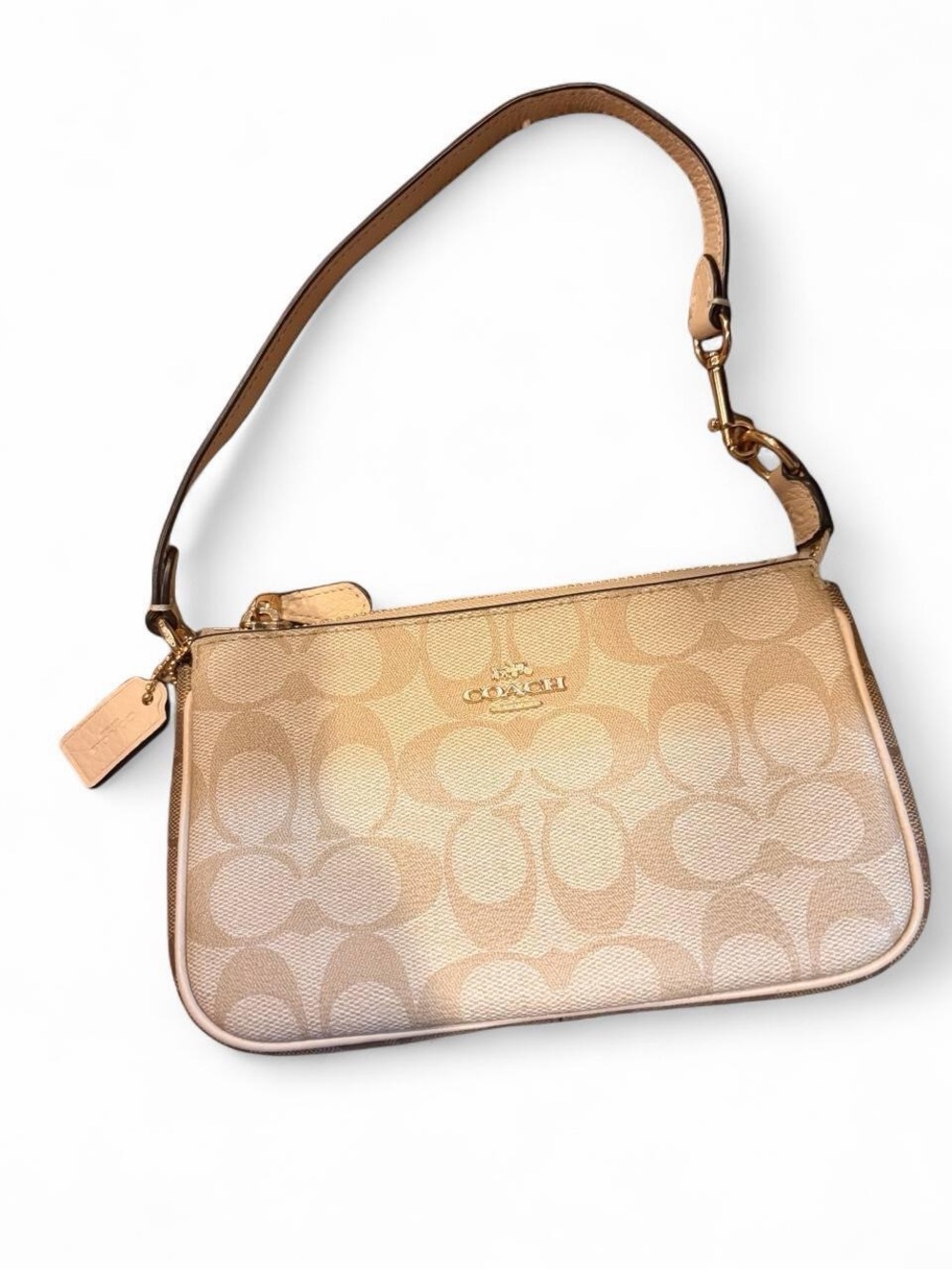 Coach Metallic Gold Signature Zip Shoulder Bag